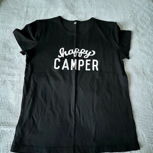 Black 'Happy Camper' women T-Shirt size XL (fits L)